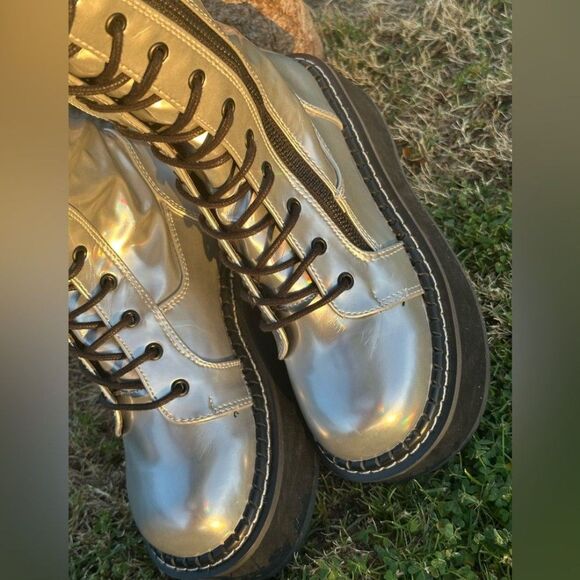 Rave Demonia So-Emily-375 Silver Thigh High Platform Boots - Picture 4 of 9